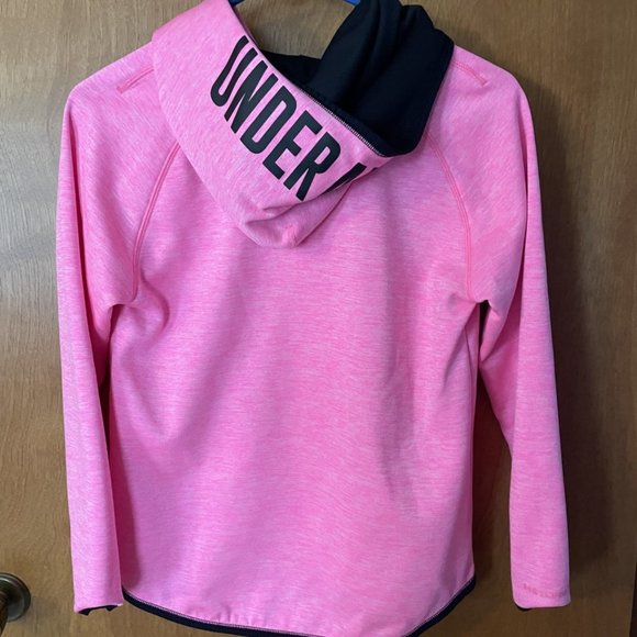Girls Under Armour Hoodie Bright Pink Size Large - Picture 3 of 6